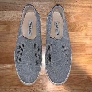 Steve Madden Silver Sparkle Slip-ons Size 9.5